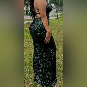Black and green Windsor prom dress